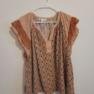 DR2 Orange Patterned Women's Top #229